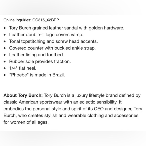 Tory Burch Women’s Phoebe Flat Thong Tumbled Leather in Royal Tan Size 7.5‎ - Picture 9 of 14